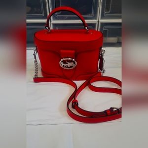 Coach red pebble leather Georgie bag with shoulder strap